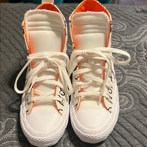 Converse Men’s High-Top Sneakers - White and Orange